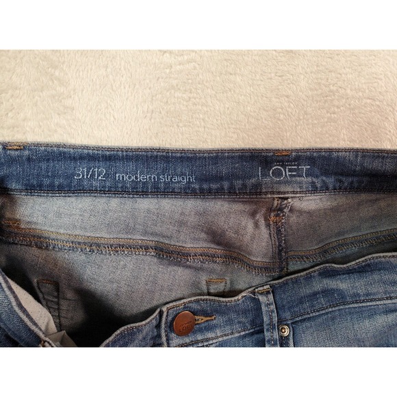 LOFT Jeans Womens Size 32 Blue Denim Cotton Pockets Flat Front Straight Leg - Picture 10 of 10